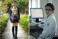 Images of angels in white: At work v.s off work 