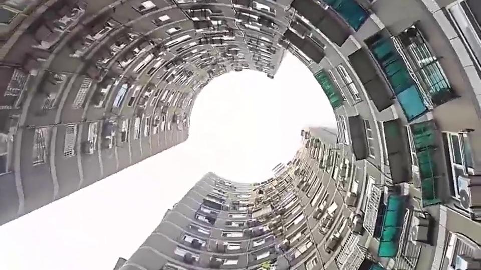 A unique keyhole-shaped building